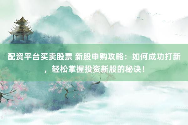 配资平台买卖股票 新股申购攻略：如何成功打新，轻松掌握投资新股的秘诀！