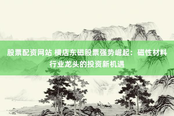 股票配资网站 横店东磁股票强势崛起：磁性材料行业龙头的投资新机遇
