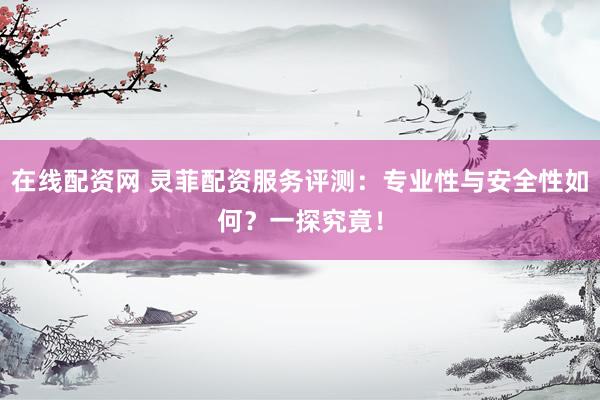 在线配资网 灵菲配资服务评测：专业性与安全性如何？一探究竟！