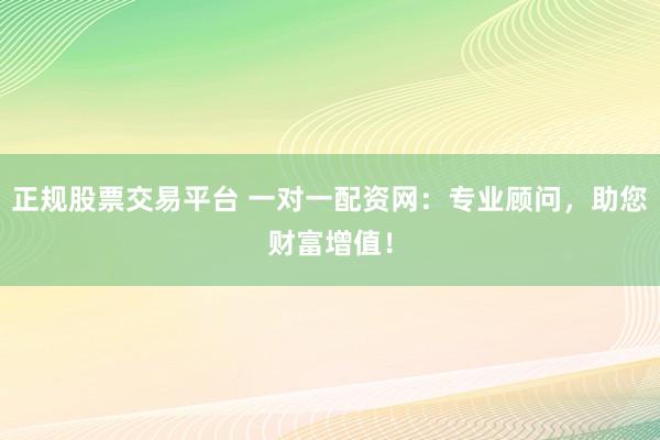 正规股票交易平台 一对一配资网：专业顾问，助您财富增值！