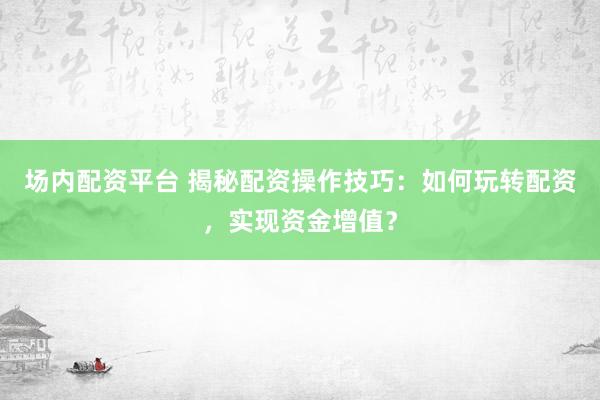 场内配资平台 揭秘配资操作技巧：如何玩转配资，实现资金增值？