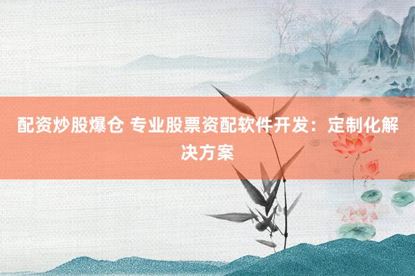 配资炒股爆仓 专业股票资配软件开发:定制化解决方案