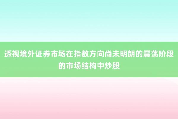 透视境外证券市场在指数方向尚未明朗的震荡阶段的市场结构中炒股