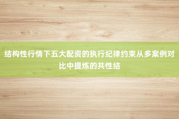 结构性行情下五大配资的执行纪律约束从多案例对比中提炼的共性结