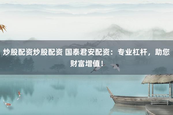 炒股配资炒股配资 国泰君安配资:专业杠杆,助您财富增值!