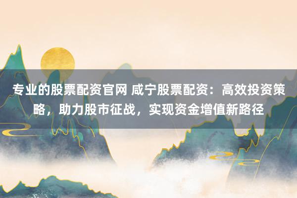 专业的股票配资官网 咸宁股票配资:高效投资策略,助力股市征战,实现资金增值新路径