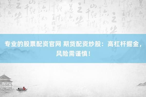 专业的股票配资官网 期货配资炒股:高杠杆掘金,风险需谨慎!
